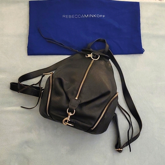 Black Pebbled Leather Rebecca Minkoff 'Julian' Backpack - Picture 2 of 11